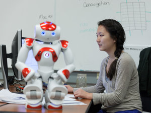 Student Erin Paeng works on human-robot trust in Harvey Mudd Colleges Human Experience and Agent Teamwork lab