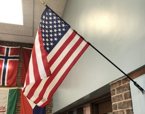 A flag hanging in Library 2.